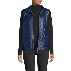 Lafayette 148 leather quilted vest - size large